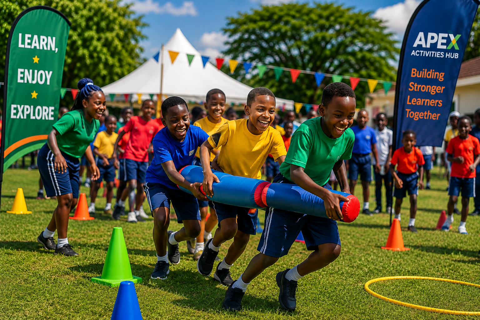 Learners enjoying school fun day activities in Kenya